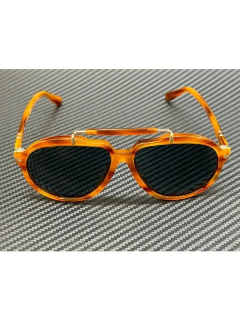 New Persol Men Striped Brown Sunglasses 57-13-140